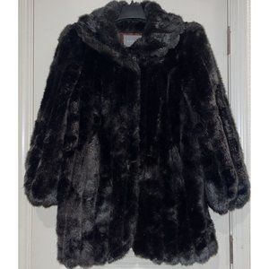 Vintage Jordache Faux Fur Black Faux Fur Coat Size 12 USA Made Jacket